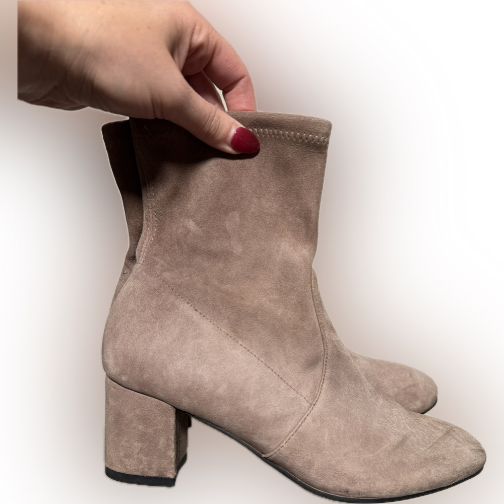 Stuart Weitzman Yuliana Stylish Tan Suede Ankle Boots